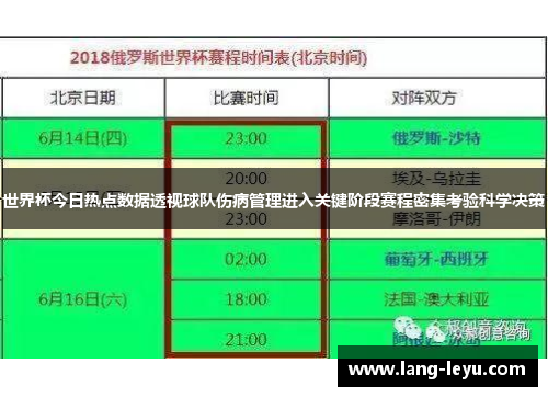 世界杯今日热点数据透视球队伤病管理进入关键阶段赛程密集考验科学决策